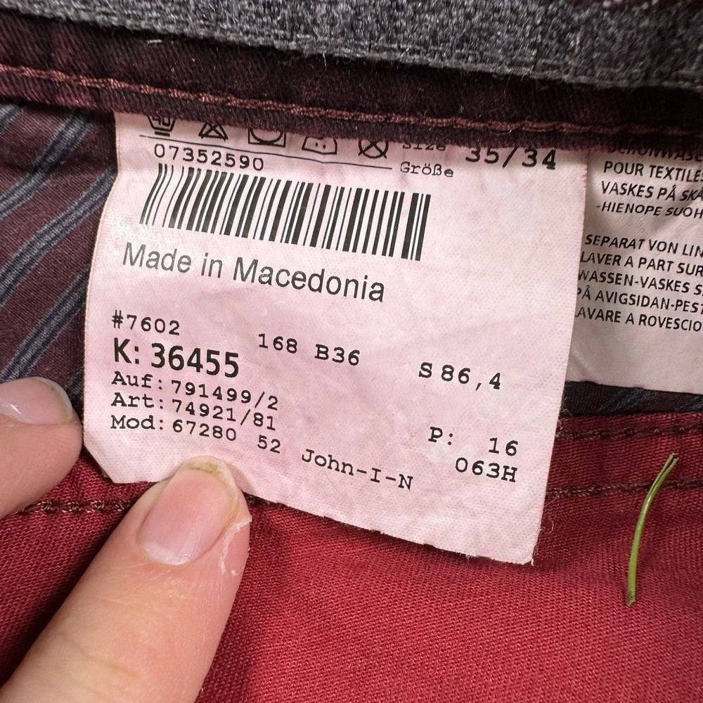 Bullock &‎ Jones Jeans Mens 35x26 Burgundy Stretch Denim Designer Macedonia